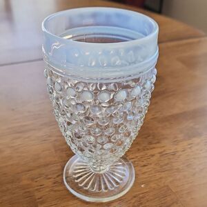 Vintage Anchor Hocking Moonstone Opalesvent Hobnail Wine Glass Water Goblet